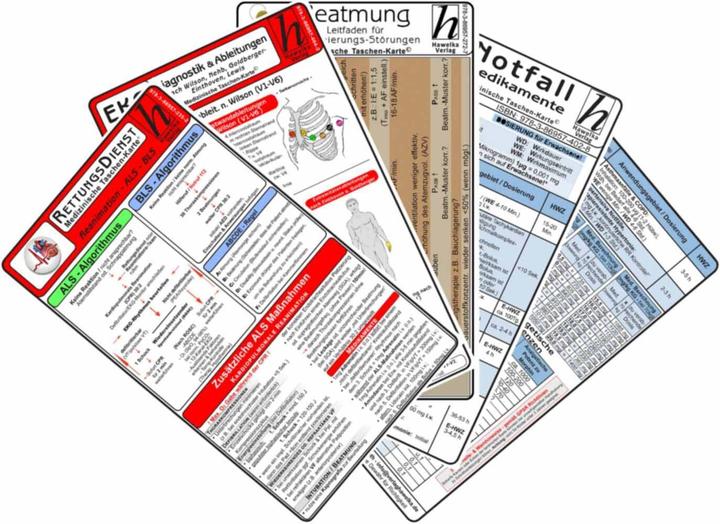 Actual product image Rescue service card set - ECG, cardiac arrhythmia, emergency medication, resuscitation (German, Hawelka publishing house, 2014)