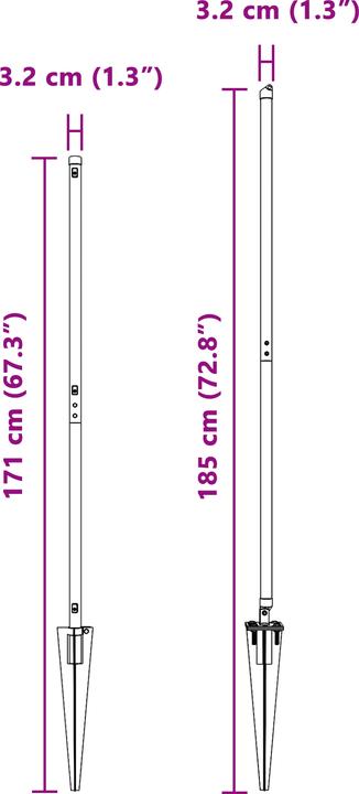 Image du produit VidaXL Piquets de clôture avec pointe 52 pièces Ø32 mm 140 cm acier galvanisé