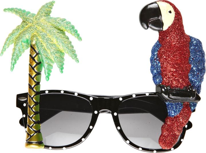 Actual product image Widmann Brille mit Tropendeko glitzer:Papagei Palme