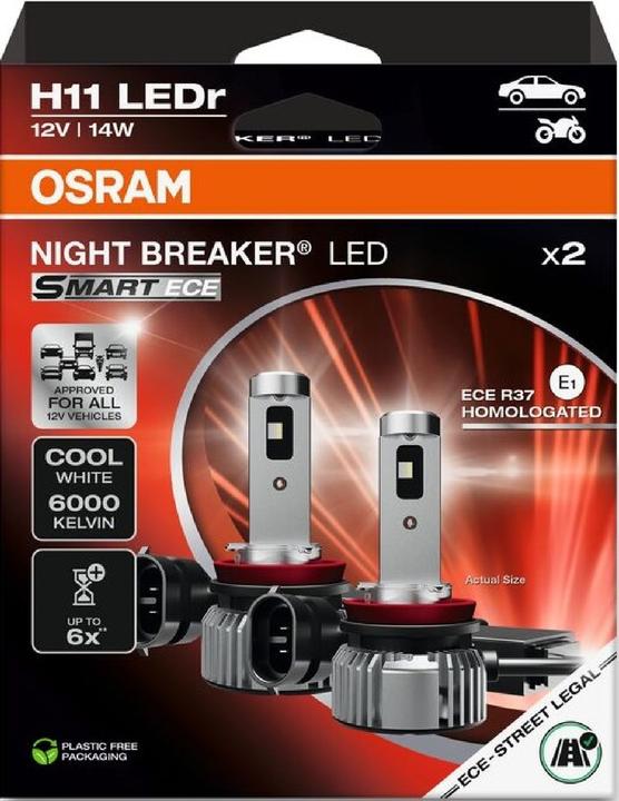 Produktbild Osram H11 LED Autolampe Smart ECE 14W tageslichtweiss mit Night Breaker 4062172418331 (H11)