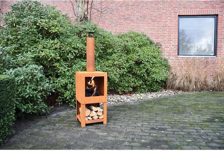 Actual product image Esschert Design Terrassenofen mit Holzlager, Rostbraun