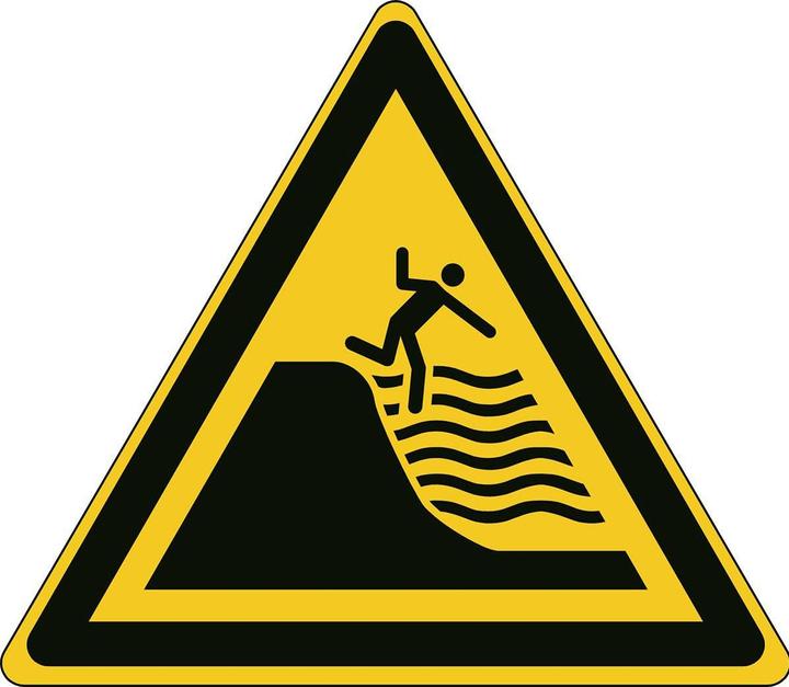 Actual product image Brady ISO safety sign - warning of suddenly sloping beach