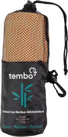 Actual product image Tembo Bamboo travel towel with activated carbon fibres Orange L