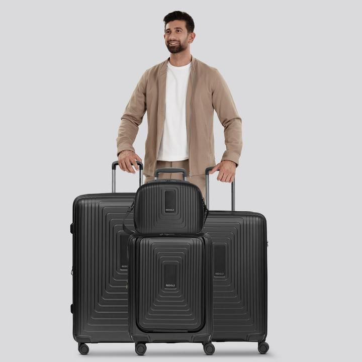 Actual product image Redolz Essentials 4-wheel suitcase set + beauty case 4 pcs. with stretch fold + laptop compartment (263 l, XL (from 140l))