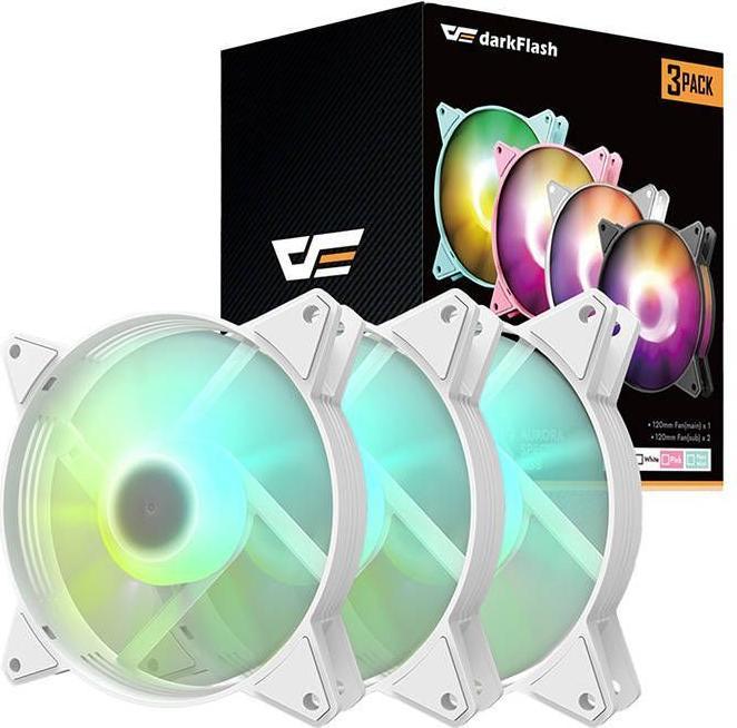 Actual product image Darkflash Tech C6 ARGB Computer Fan Set 3in1 120x120 (white) (120 mm, 3 x)