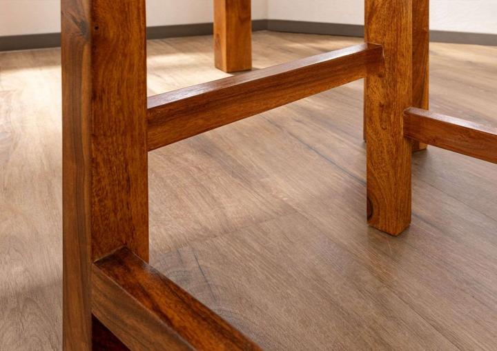 Produktbild Floki24 Barhocker im Kolonialstil, Akazie & Echtleder 46x46x109 lackiert- hellbraun