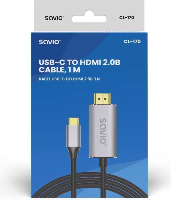 Actual product image Savio USB C — HDMI (Typ A) (1 m, HDMI)