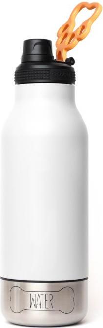 Actual product image Asobu - Dog Bowl Buddy - Stainless Steel Bottle with 2 Bowls White