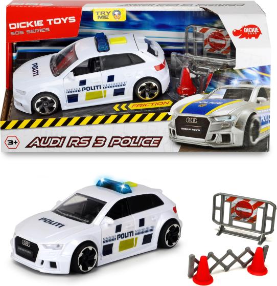 Produktbild Dickie SOS Polizeiwagen Audi RS3 mit Schranke und Zubehör 1:32