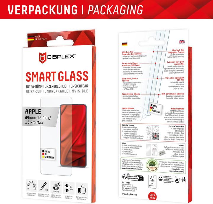 Actual product image Displex Smart Glass (1 Piece, Apple iPhone 15 Pro Max, Apple iPhone 15 Plus)