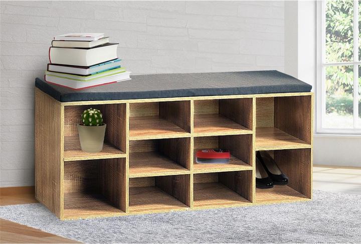 Immagine prodotto HTI-Living Garderobenbank mit 10 Fächern inkl. Sitzkissen Sonoma (104 x 48 x 30 cm)