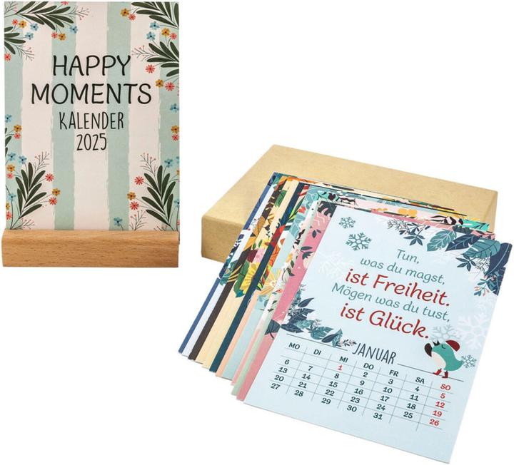 Image du produit Calendrier de bureau "Happy Moments" avec présentoir en bois 2025 (11 x 15,5 cm, Allemand)