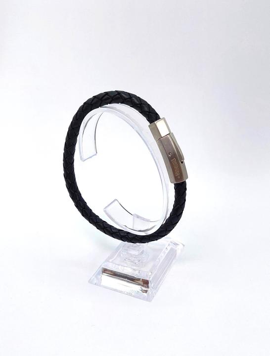 Produktbild Thomss Lederarmband No.19 Unisex Leder Schwarz & Edelstahlverschluss Umfang 21.5cm (21.50 cm, Edelstahl, 100% Leder)