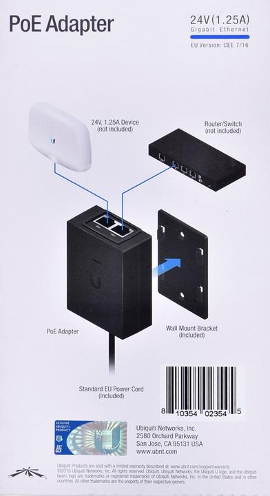 Image du produit Ubiquiti PoE Injector (PoE-in 24V passif, 30 W)