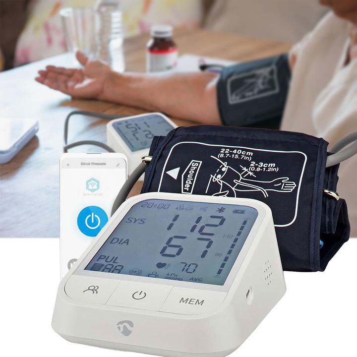Produktbild Nedis SmartLife Blutdruckmessgerät | Arm | Bluetooth | LCD-Anzeige | 22 - 42 cm | Anzeige des Stillh (Blutdruckmessgerät Oberarm)