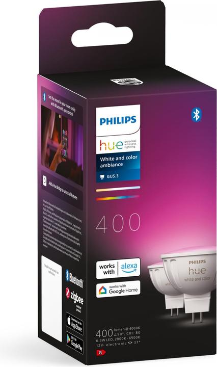 Image du produit Philips Hue White & Colour Ambiance (GU5.3, 6.30 W, 400 lm, 2 x, G)