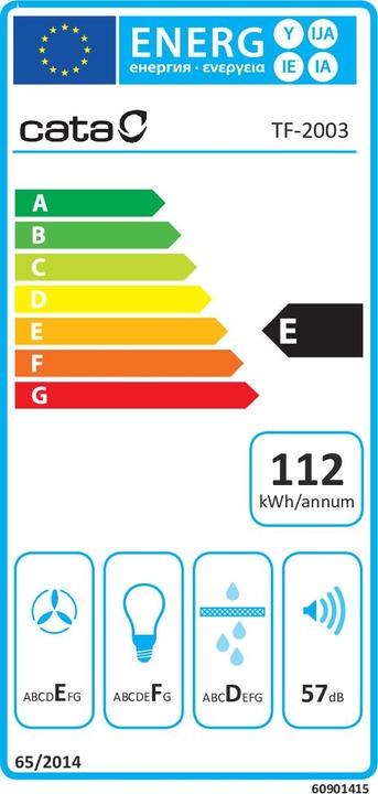 Energy Label Cata TF 2003 GBK Built-in Black ³/h E (Substructure hood)
