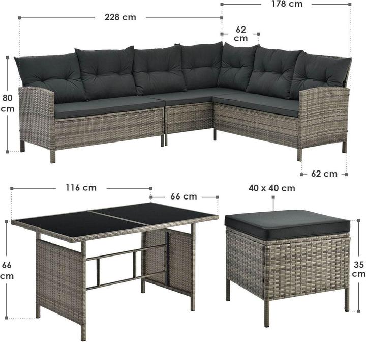 Image du produit Juskys Polyrattan Lounge