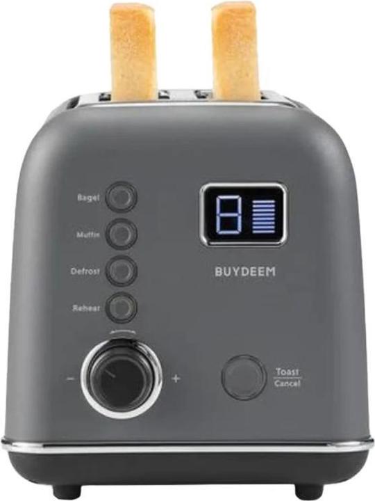Actual product image Buydeem Toster 2 Slice Automatic Metal Toaster, model DT730E, color Ink Grey, EU (EU plug)