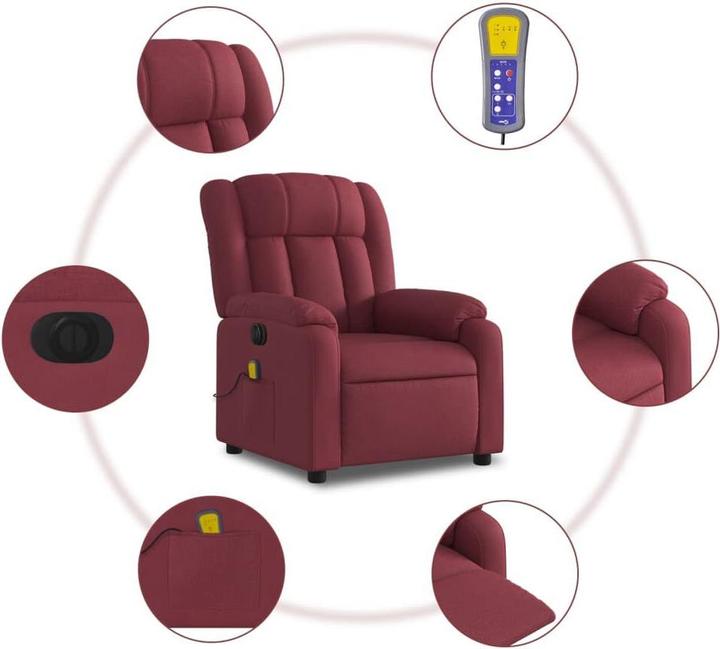 Produktbild VidaXL Massagesessel Elektrisch Sessel Fernsehsessel Relaxsessel Weinrot Stoff