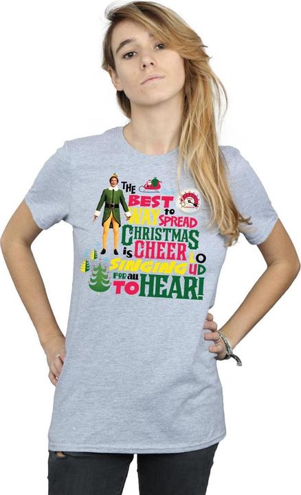 Actual product image Elf Womens/Ladies Christmas Cheer Cotton Boyfriend T-Shirt (XXL)