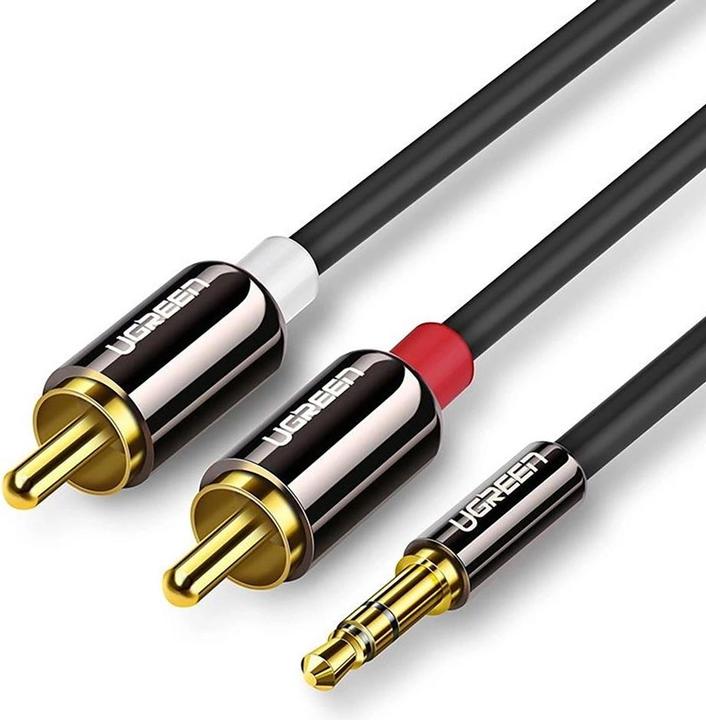 Actual product image Ugreen audio cable 3.5 mm mini jack - 2RCA 3m black (10590) (3 m, 3.5mm jack (AUX))