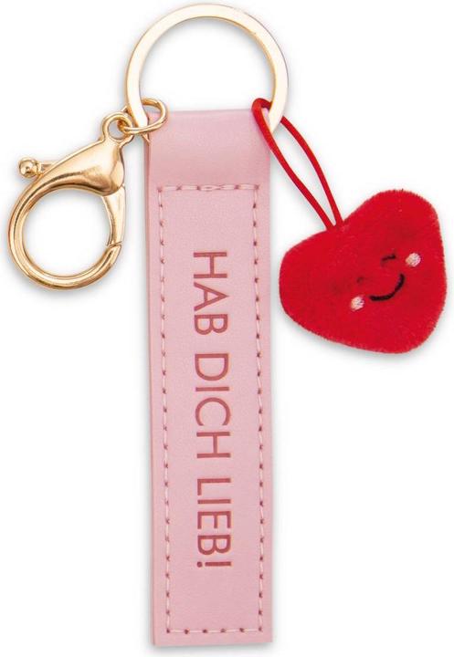 Magni NICI Schlüsselanhänger Hab dich lieb! Kunstlederband mit Herz rosa 10cm