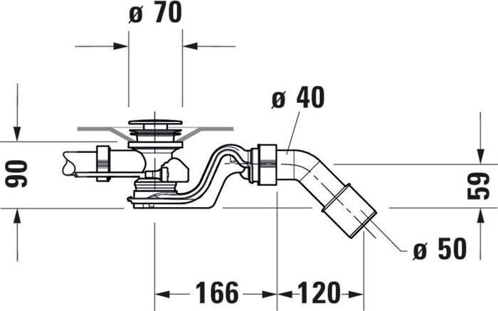 Produktbild Duravit Ab-/Überlaufgarnitur QUADROVAL mit Wanneneinlauf chrom (Überlaufgarnitur, 1/2")