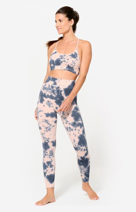 Image du produit Decathlon Brassière côtelée sans couture maintien léger Femme, Imprimé rose et bleu (S)