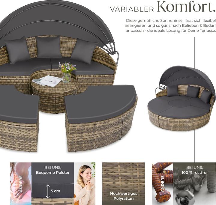Image du produit tectake Bain de soleil rond modulable SANTORIN
