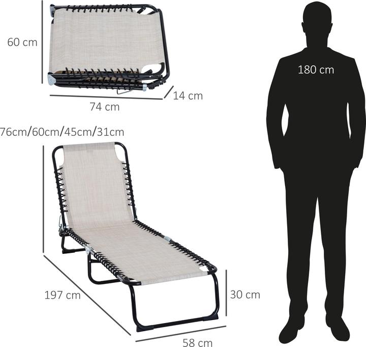 Immagine prodotto Outsunny Lettino pieghevole con funzione di ripiegamento (197 cm)