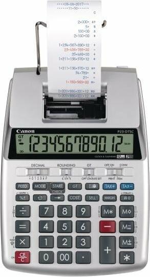 Actual product image Canon Desktop calculator P23DTSC silver/metallic, LC-display: 12-digit, version: printing (Batteries)