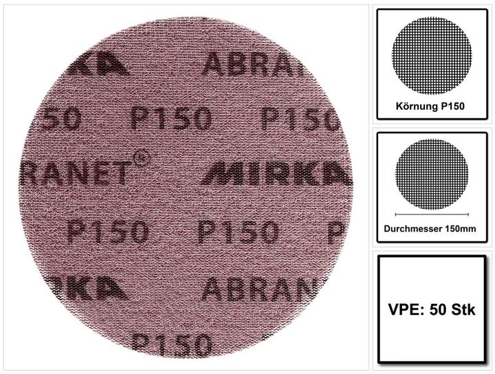 Image du produit Mirka ABRANET Disque abrasif auto-agrippant 150 mm P150, 50 pcs. (5424105015) (P150)