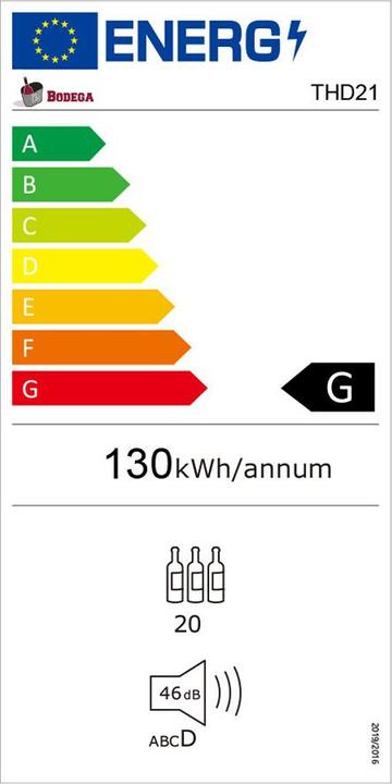 Label énergétique Kibernetik FSP Weinkühlschrank 18 - 21 Flaschen 2 Zonen
