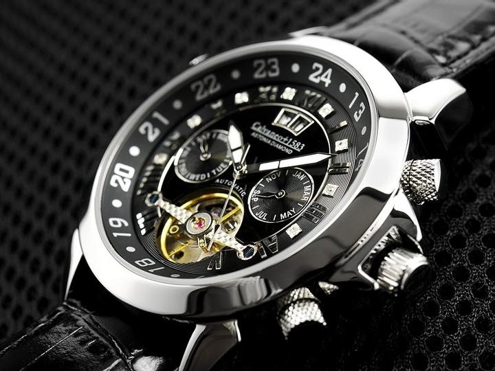 Produktbild Calvaneo 1583 Astonia Diamond Steel Black Automatik (Uhr mit Schmuckstein, 44 mm)