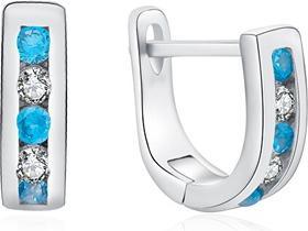 Moiss Elegant silver earrings with clear and light blue zircons E0000179