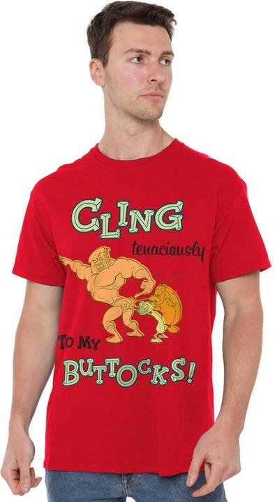 Actual product image Ren & Stimpy Mens Cling Tenaciously To My Buttocks T-Shirt (S)