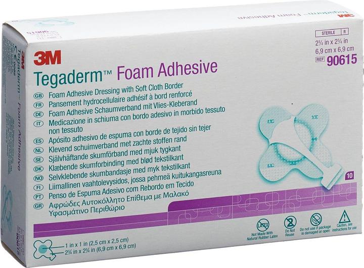 Actual product image 3M Tegaderm Foam HP Foam Compress Mini Cross adhesive 10 pcs.