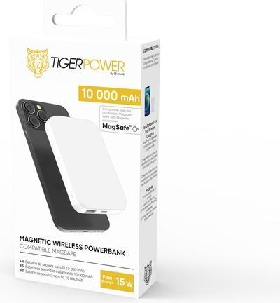 Immagine prodotto Tiger Caricabatterie a induzione Powerbank, compatibile con MagSafe da 10.000mAh Bianco (10000 mAh, 20 W)
