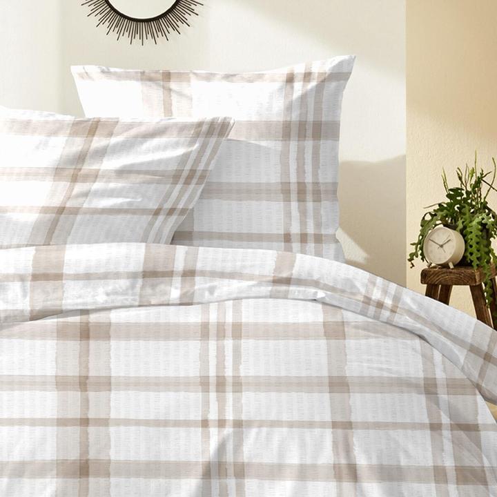 Produktbild Enrico Coss Baumwoll Seersucker Bettwäsche Lexington beige (Bettwäsche Set, 155x220 cm + 80x80 cm)