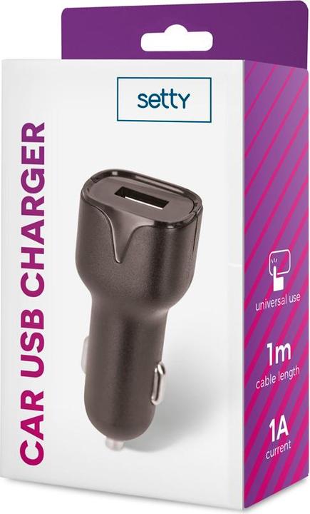 Productafbeelding Setty autolader 1x USB 1A zwart