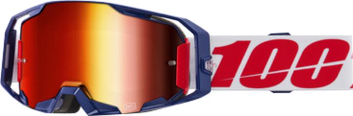 100% Armatic Goggle Mach Z - Mirror Red Lens (metallblau-weiss, Mirror Red)