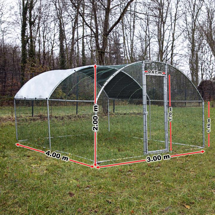 Produktbild Wiltec Fudajo XXL Freilaufgehege 4x2,95x2m Aussengehege Voliere Hühnerstall Tiergehege