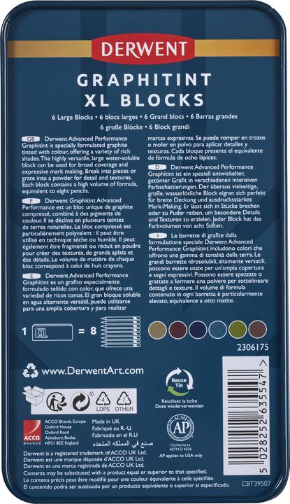 Immagine prodotto Derwent Blocchi Graphitint Xl in latta da 6 (601055)