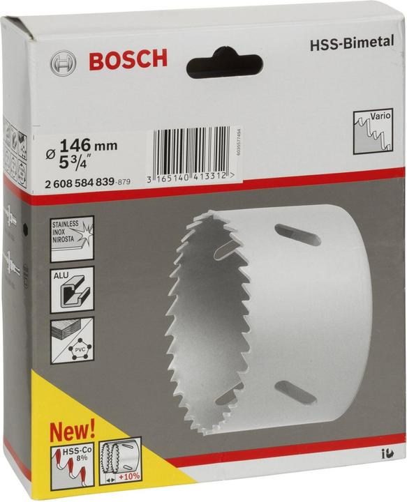 Immagine prodotto Bosch Professional Zubehör Sega a tazza HSS bimetallica per adattatore standard, 146 mm, 5 3/4 pollici (146 mm)