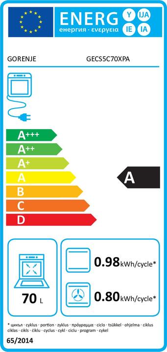 Label énergétique Gorenje GECS5C70XPA