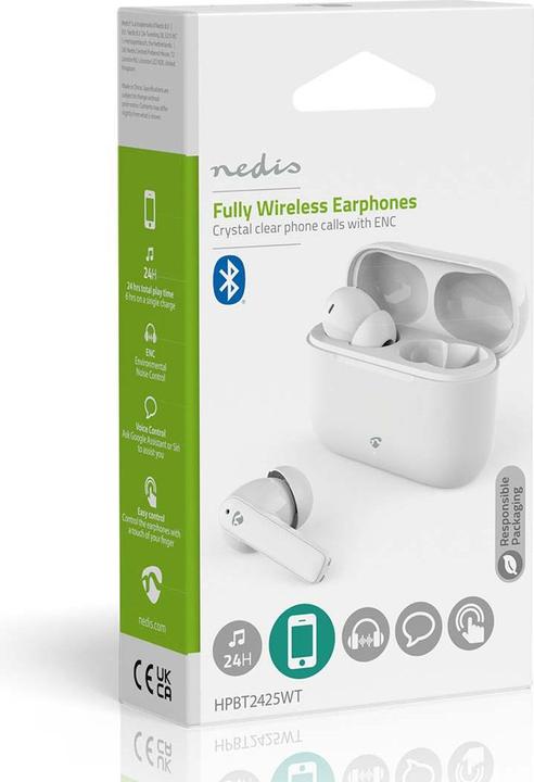 Produktbild Nedis Vollständig drahtlose Kopfhörer | ENC (Environmental Noise Cancelling) | Bluetooth® | max. Bat (24 h, Kabellos)