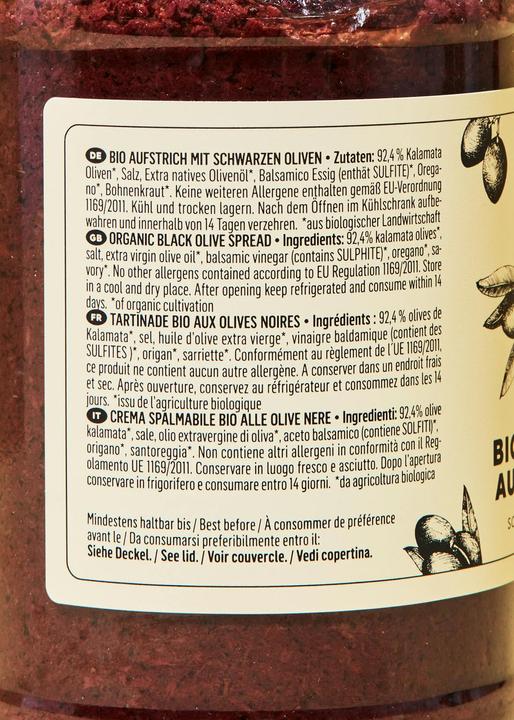 Valori nutrizionali e ingredienti KoRo Crema spalmabile biologica con olive nere (4200 g)