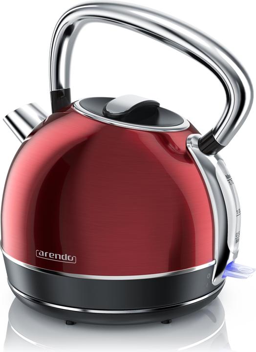 Produktbild Arendo Wasserkocher 1,7 l, 2200 W, Edelstahl, Retro Style, Vintage, Überhitzungs & Trockenkochschutz, rot (1.70 l)