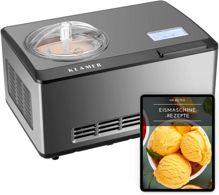 KLAMER 2-in-1 Eismaschine & Joghurtbereiter 2 L, 180 W